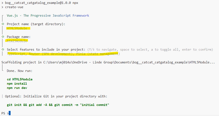 Wizard for initializing vue projects - npm create vue@latest (Photo by the author)