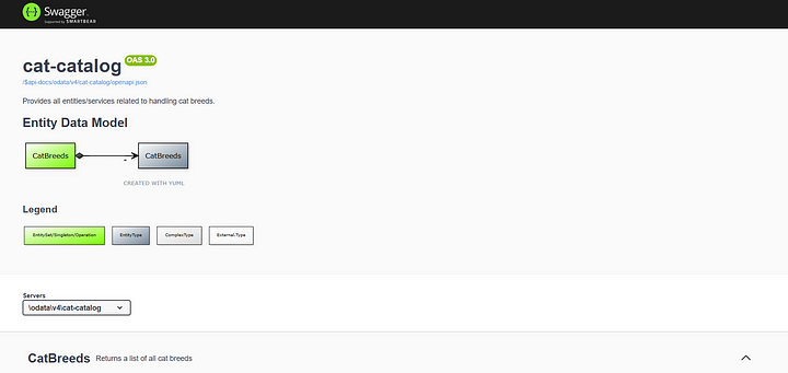 SAP CAP service viewed through native Swagger UI (Photo by the author)